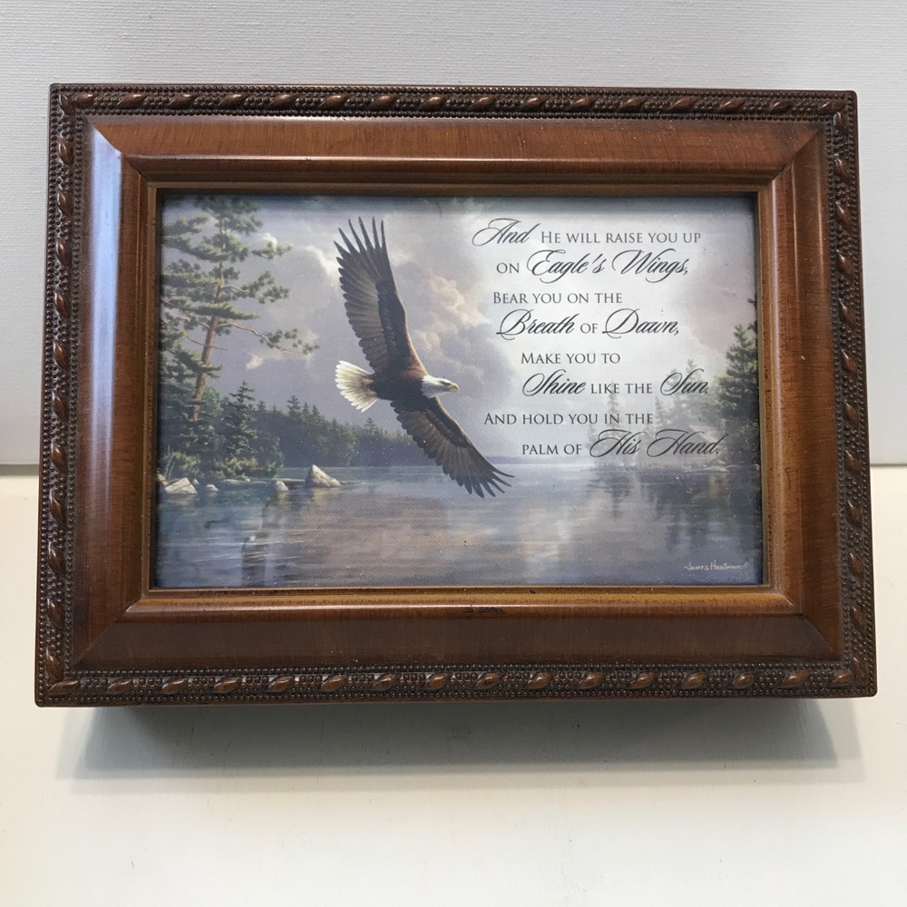 Sankyo Wooden Jewelry Music Box  “On Eagles Wings”